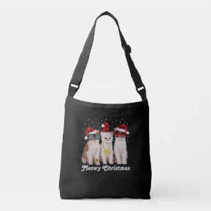 Happy Christmas Cute Cat With Santa Claus Crossbody Bag