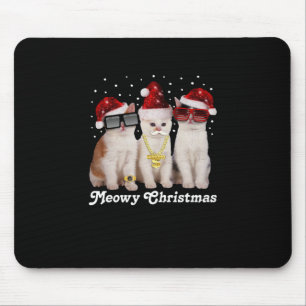 Happy Christmas Cute Cat With Santa Claus Mouse Mat