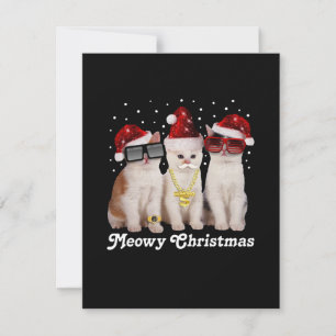 Happy Christmas   Cute Cat With Santa Claus Thank You Card