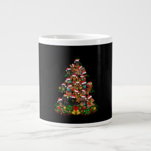 Happy Christmas Cute Dog Christmas Tree Lights Large Coffee Mug