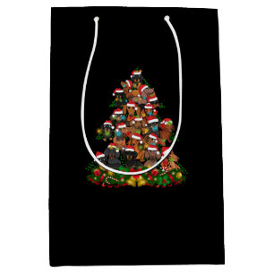 Happy Christmas Cute Dog Christmas Tree Lights Medium Gift Bag