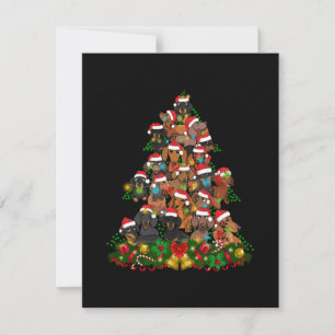 Happy Christmas   Cute Dog Christmas Tree Lights Thank You Card