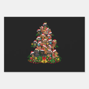 Happy Christmas   Cute Dog Christmas Tree Lights Wrapping Paper Sheet