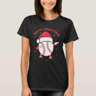 Happy Christmas Dabbing Baseball with Xmas Hat Me T-Shirt