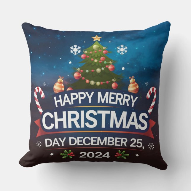 Happy Christmas Day 2024 Design Cushion (Front)