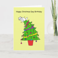 Happy Christmas Day Birthday Cartoon Cat