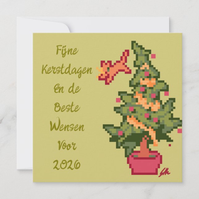 Happy Christmas Day, Pixel Art, Pixel Arts Holiday Card (Front)