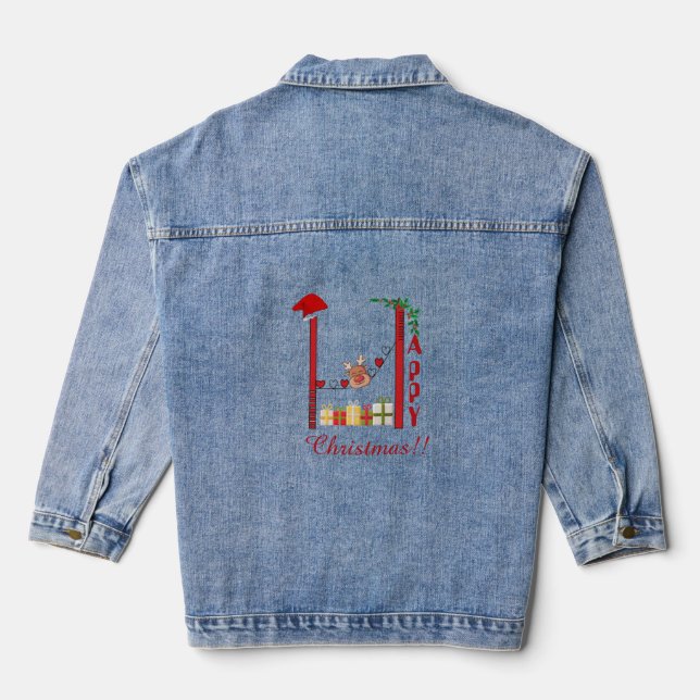 Happy Christmas Denim Jacket (Back)