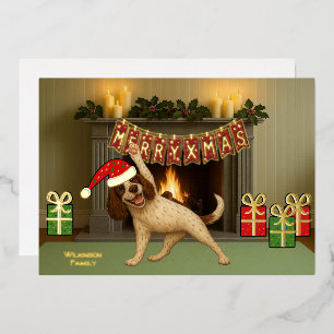 Happy Christmas dog yoga  Foil Holiday Card