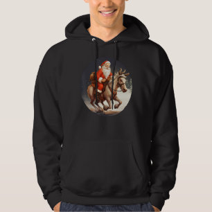 Happy Christmas Donkey with Santa Claus Costume Hoodie