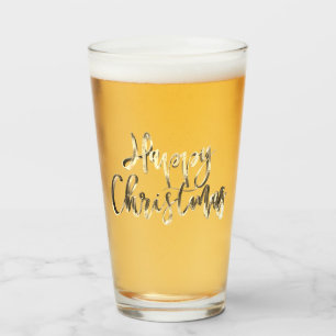 Happy Christmas Elegant Faux Gold Typography Chic Glass
