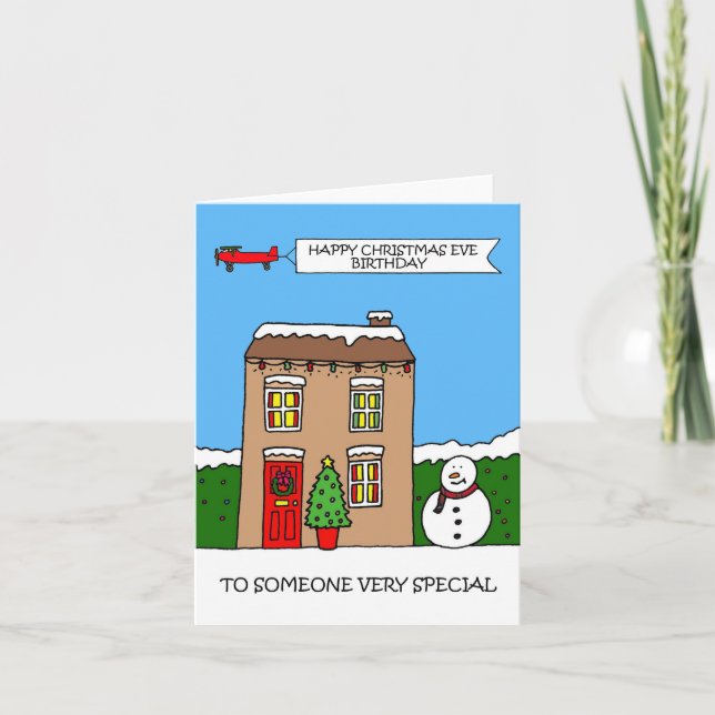 Happy Christmas Eve Birthday Card (Front)