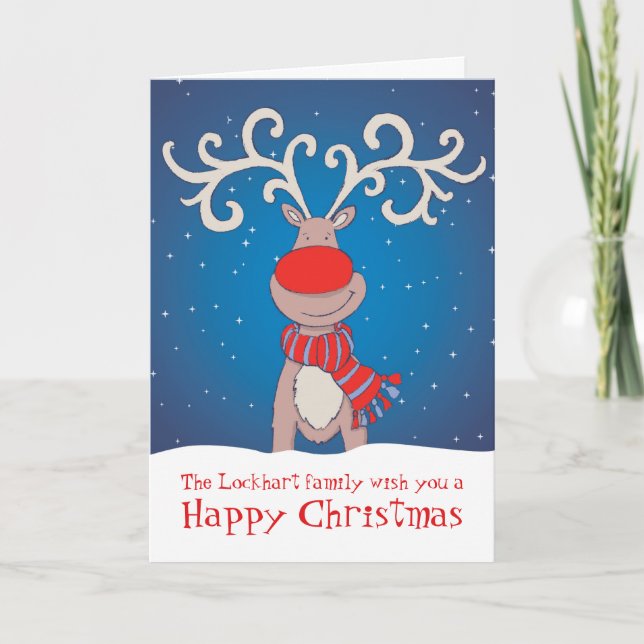 Happy Christmas family card soft blue back (Front)