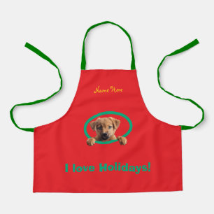 Happy Christmas Family-loviing Cutest Puppy Apron