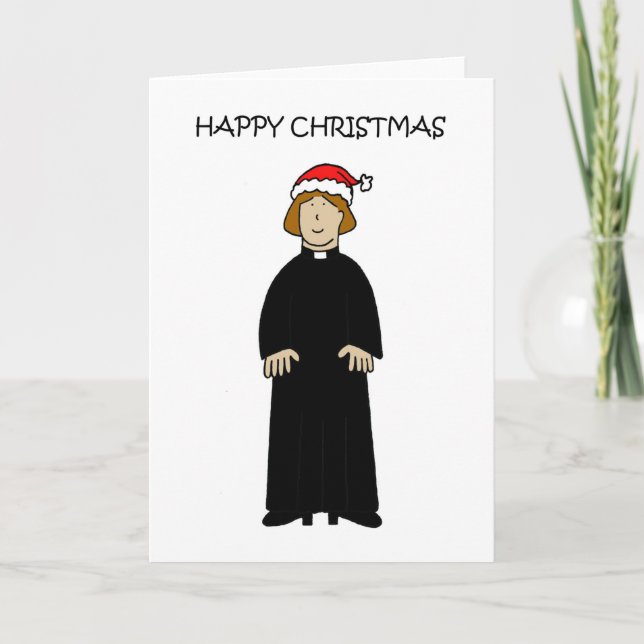 Happy Christmas Female Vicar Curate Pastor Card (Front)