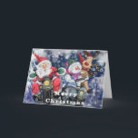 Happy Christmas Friends Cunny Card<br><div class="desc">Funny Christmas Cards with Happy Friends MIGNED Painting - Merry Christmas - Customisable</div>
