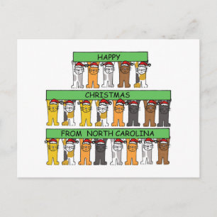 Happy Christmas from North Carolina, Cats. Holiday Postcard