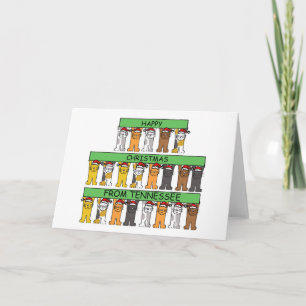 Happy Christmas from Tennessee Cartoon Cats Holiday Card