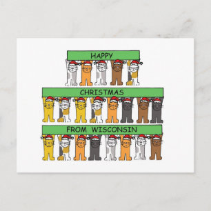 Happy Christmas from Wisconsin cats. Holiday Postcard