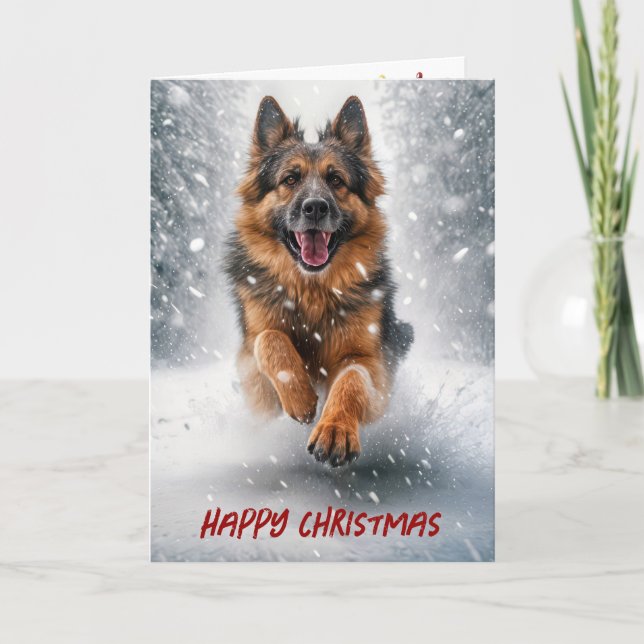 Happy Christmas German Shepherd Holiday Card (Front)