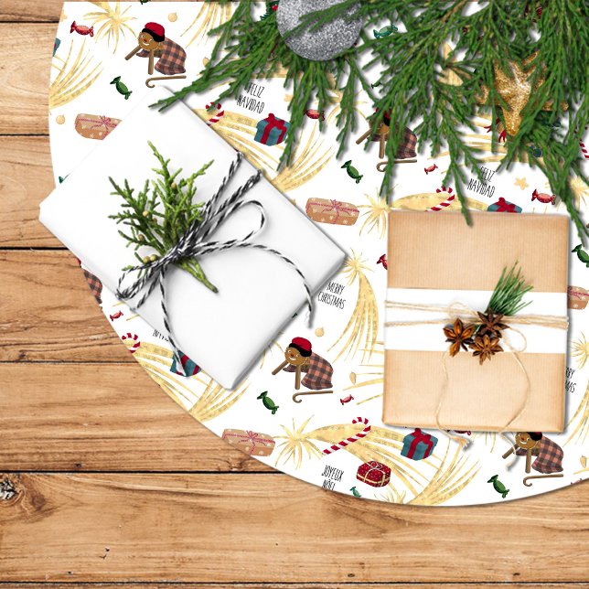 Happy Christmas, gifts and sweets for everyone. Brushed Polyester Tree Skirt (Creator Uploaded)