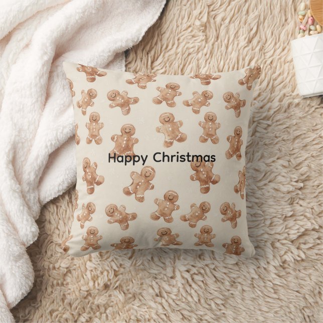 Happy Christmas Gingerbread Cookies Cushion (Blanket)
