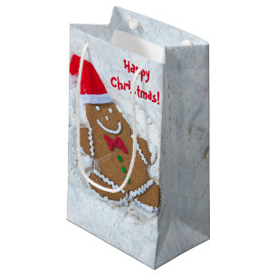 Happy Christmas Gingerbread Man Small Gift Bag