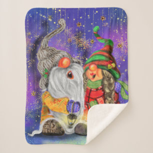 Happy Christmas Gnome Baby Sherpa Blanket