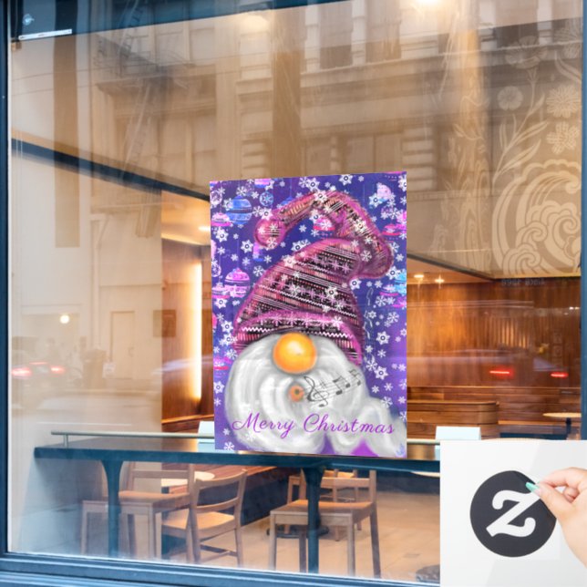 Happy Christmas Gnome Window Cling (Cafe Window)