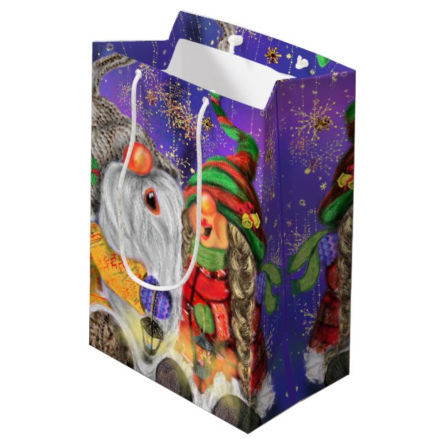 Happy Christmas Gnomes Gift Bag (Back Angled)