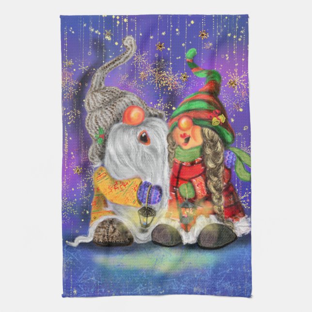 Happy Christmas Gnomes Kitchen Towel (Vertical)