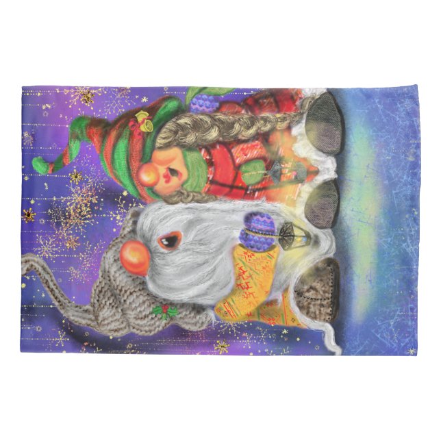 Happy Christmas Gnomes Pillow Case (Back)