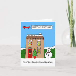 Happy Christmas Granddaughter Festive House Holiday Card