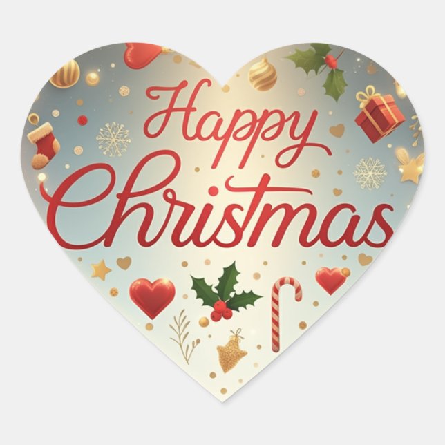 Happy Christmas  Heart Sticker (Front)