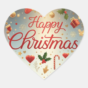 Happy Christmas Heart Sticker