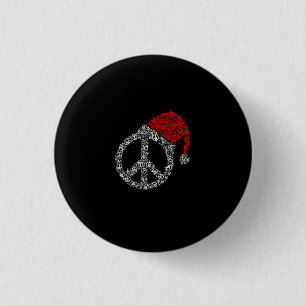 Happy Christmas Hippies Symbol Santa Claus Hat 3 Cm Round Badge