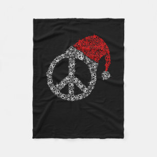 Happy Christmas Hippies Symbol Santa Claus Hat Fleece Blanket