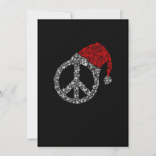 Happy Christmas   Hippies Symbol Santa Claus Hat Thank You Card