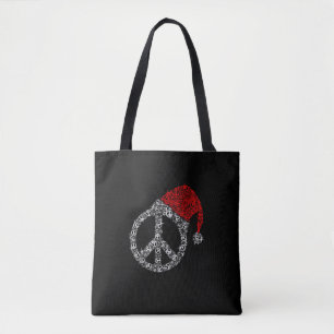 Happy Christmas   Hippies Symbol Santa Claus Hat Tote Bag