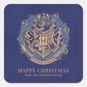 Happy Christmas   HOGWARTS™ Crest - Personalised Square Sticker