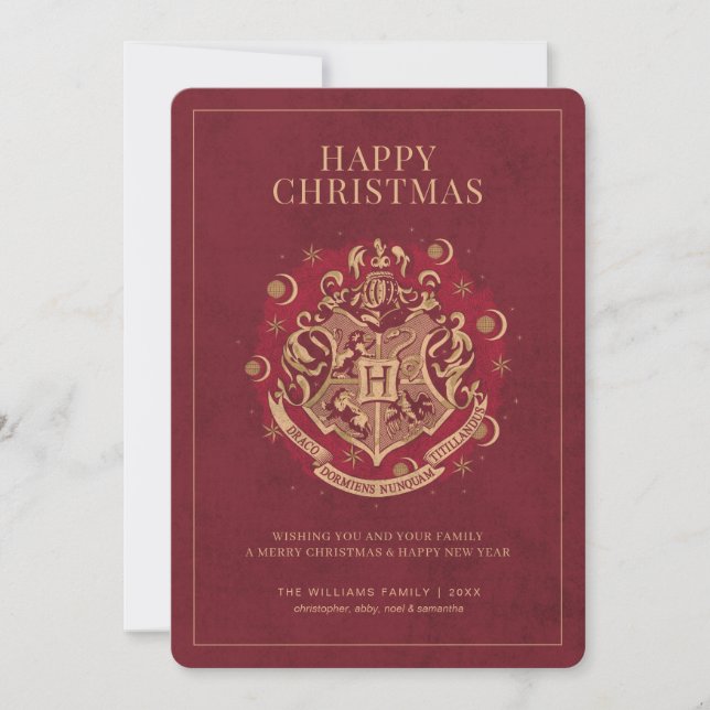 Happy Christmas | HOGWARTS™ Crest - Red Invitation (Front)