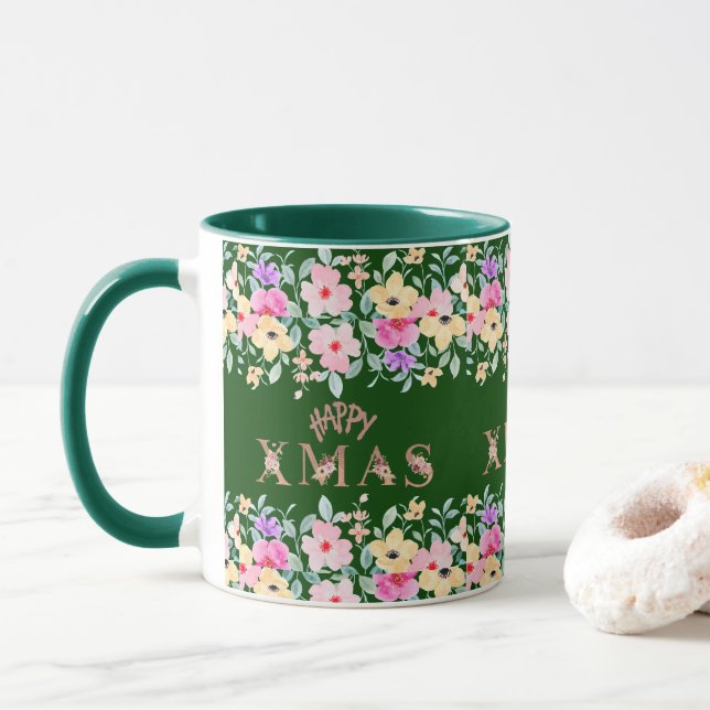 Happy Christmas Holiday Elegant Mug (With Donut)