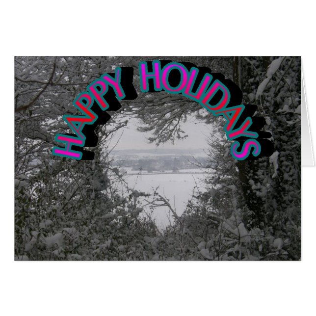 Happy Christmas Holidays Winter Snow Photo Card (Front Horizontal)