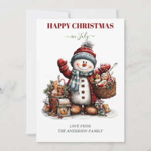 Happy Christmas in July Snowman Greeting Card