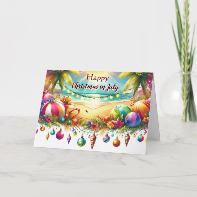 Happy Christmas in July Tropical Holiday Card (Front)
