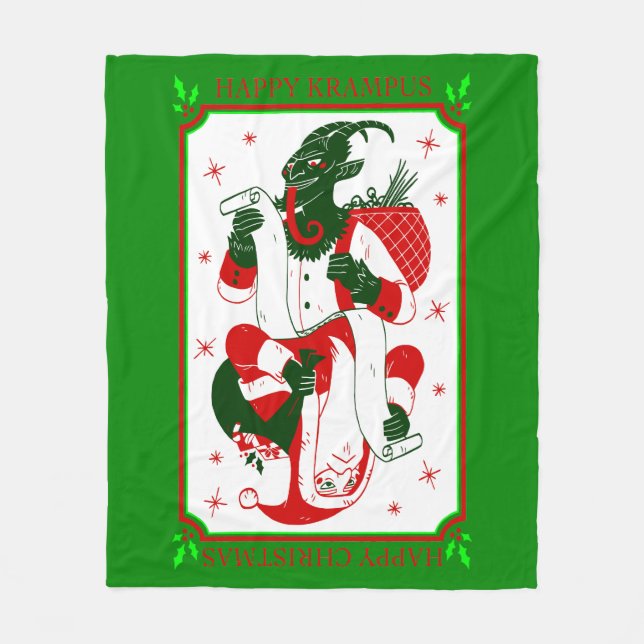 happy christmas krampus santa fleece blanket (Front)