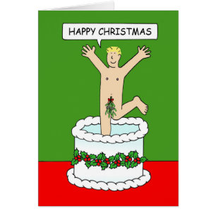 Happy Christmas Man Jumping From a Cake