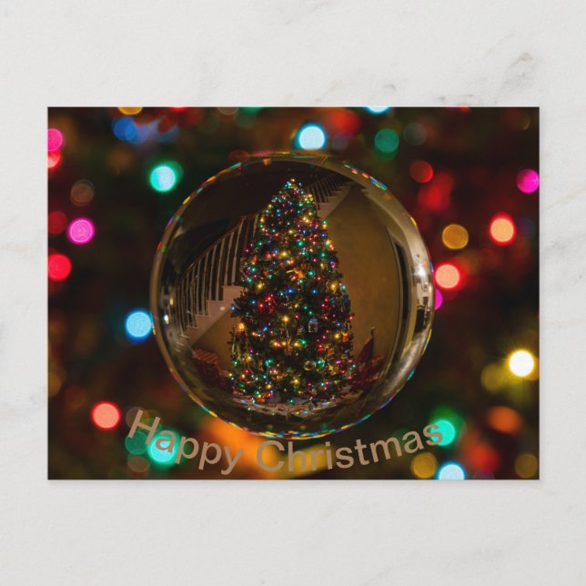 Happy Christmas maroon colour postcard  (Front)