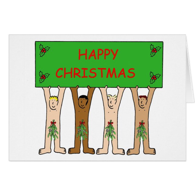 Happy Christmas Men WearingMistletoe (Front Horizontal)