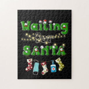 Happy Christmas Merry Christmas Waiting Santa Jigsaw Puzzle